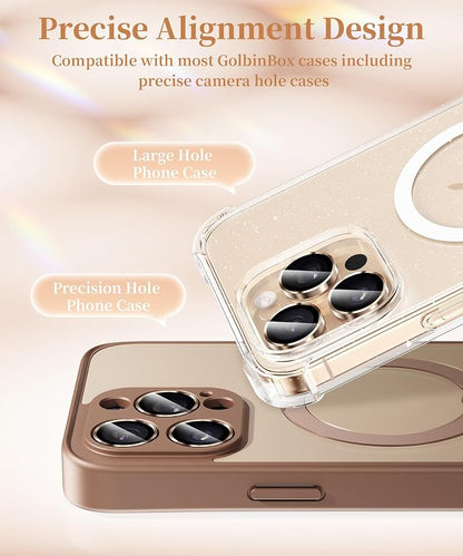 GolbinBox Camera Lens Protector for iPhone 17 Pro Max/17 Pro/16 Pro Max/16 Pro, 1:1 Invisible Fit, 9H Tempered Glass Ultra HD Metal Individual Camera Cover, Case Friendly, Desert Gold