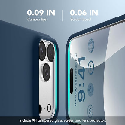 GONEZ Magnetic for iPhone 17 Pro Case, Compatible with MagSafe, [Screen Protector + Camera Lens Protector], Liquid Silicone Anti-Scratch Shockproof Protective Phone Case 6.3 inch, Dark Blue