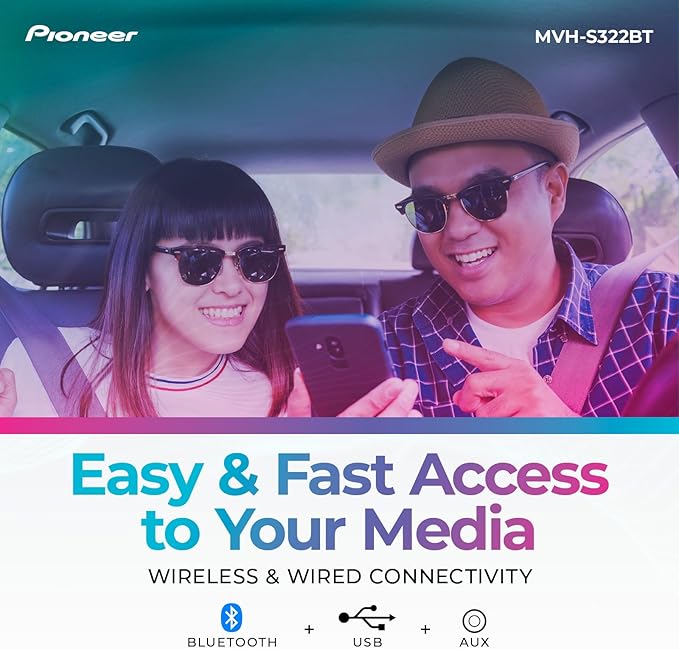 Pioneer MVH-S322BT Bluetooth Car Stereo with USB/AUX Inputs, Smartphone Connectivity, Pioneer Smart Snyc, and Hands-Free Calling for Enhanced in-Car Audio Experience