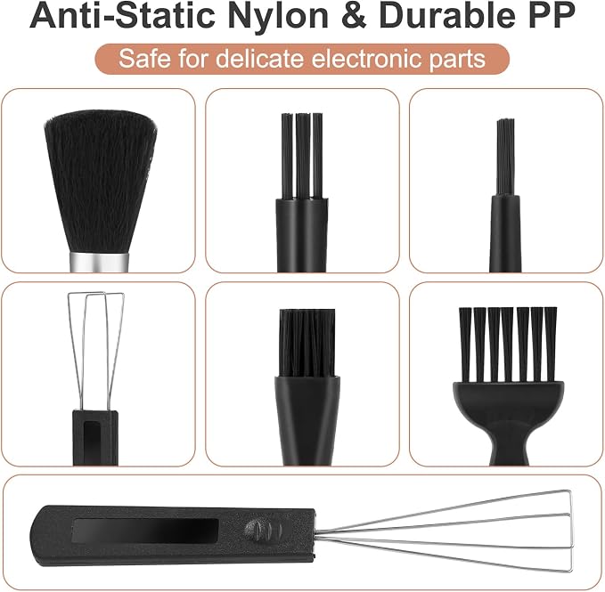 7 Pcs Keyboard Cleaning Kit with Keycap Puller Switch Puller Multifunctional Keycaps Removal Tool Mini Anti-Static Dust Brush Keyboard Key Remover for Computer Keyboards Motherboard Camera Small Space