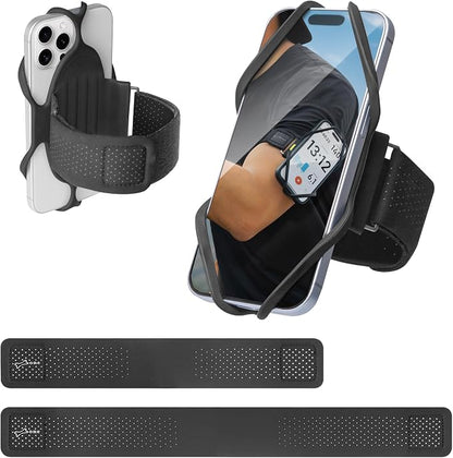 BONE Run Tie 3, Running Phone Armband, Skin-Friendly Silicone Sport Armband with Dual Layer Structure for Heat-Dissipation, Workout Phone Holder for iPhone and 4-7"-7.2" Smartphones (2-Size Combo)
