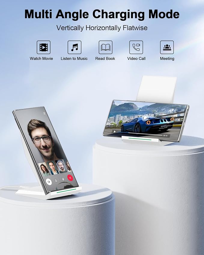 NANAMI Fast Wireless Charger, Charging Stand[with 20W PD Charger] 7.5W for iPhone 17/17 Pro/17 Pro Max/16/15/14/13/12, 10W Phone Charger Dock for Samsung Galaxy S26/S26+/S25/S25+/S25 ultra/S24/S23