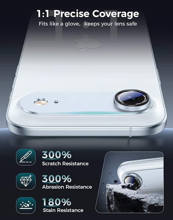 Goton Compatible for iPhone Air Camera Lens Protector 2025, 1-Pack Aluminum Alloy Metal Cover with HD Tempered Glass for iPhone 17 Air, Pro Camera Style, Shatter-Resistant, Scratch-Proof
