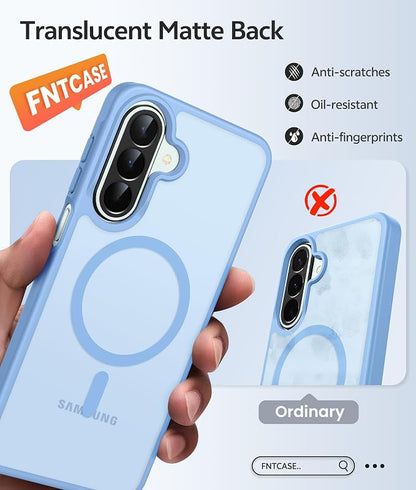 FNTCASE for Galaxy A27 5G Phone Case, Fit for Magsafe, Screen Protector | Translucent Matte, 14FT Military Grade Drop Protection, Slim Shockproof Protective, for Samsung A 27 4G Cover, Light Blue