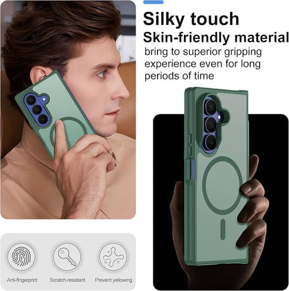 Pilaru for Samsung Galaxy Z Fold 7 case [Compatible with Magsafe] Translucent Matte Magnetic Phone Case,Slim Thin Duty Shockproof Protection Z Fold 7 Cover -Dark Green