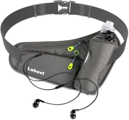 Running Belt, Waterproof Hydration Belt with Water Bottle Holder Hiking Walking Waist Pack Reflective Adjustable Fanny Pack Compatible for Phone Waistband Outdoor