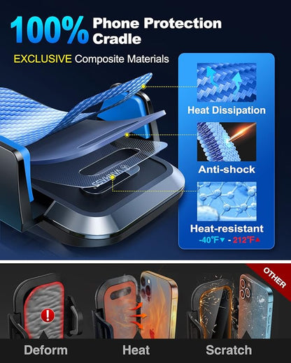 VANMASS【85+LBS Strongest Suction & Military-Grade Ultimate Car Phone Mount【Patent & Safety Certs】 Cell Phone Holder Truck for Dashboard Windshield Vent for iPhone 17 Pro Max 16 15 14, Blue