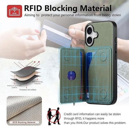 Wallet Case for iPhone 17Pro Max/17/17Pro/17Air, Zipper RFID Blocking Magnetic Closure Cover Card Holder PU Leather (iPhone 17 ProMax,Red)