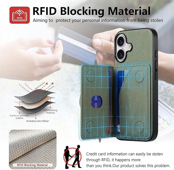 Wallet Case for iPhone 17Pro Max/17/17Pro/17Air, Zipper RFID Blocking Magnetic Closure Cover Card Holder PU Leather (iPhone 17 Pro,Beige)