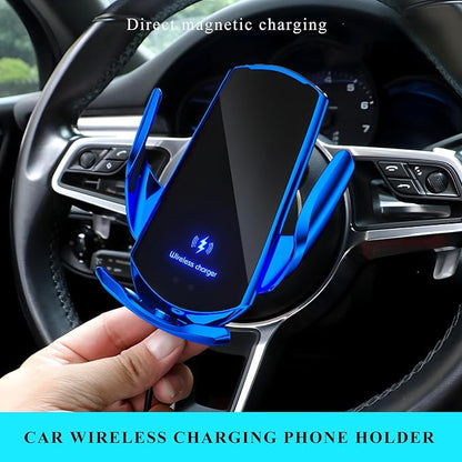 Sun Walker Wireless Car Charger Mount, Electric Induction 15W Fast Charging Bracket Air Vent Phone Holder, Auto-Clamping Wireless Charger Vent Mount Compatible with Most Smartphones (Blue)