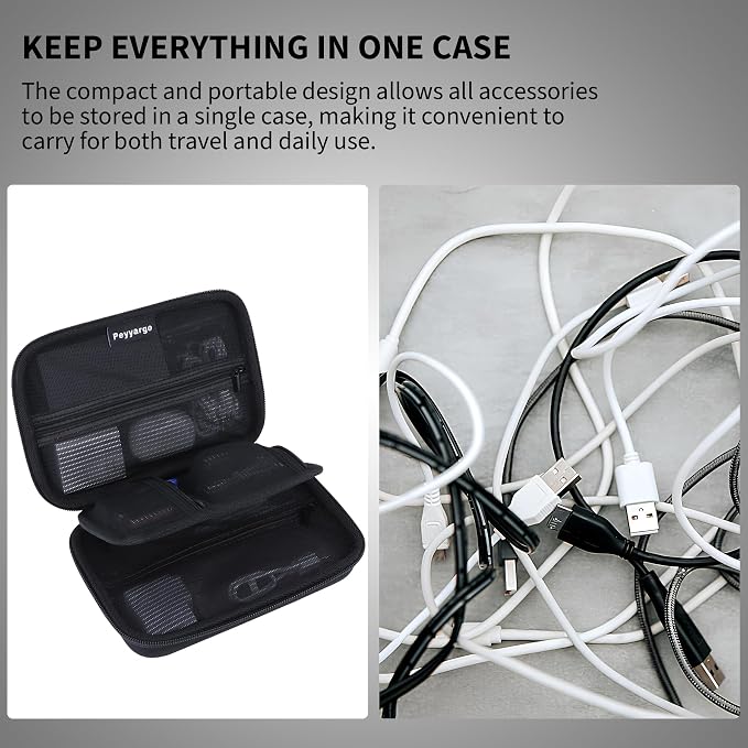 Electronic Organizer Travel Case for MacBook Power Adapter Chargers Cables Tech Organizer Hard Drive USB Flash Disk SD Card Cord Portable Electronics Accessories Bag