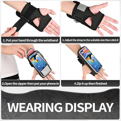 Wristband Phone Holder for Running, Forearm Armbands, Running Armband with Card Slot for iPhone Pro Max Plus (16/15/14/13/12/11/X/XR), for Galaxy S24/S10, Cell Phone Holder Up to 7.0'' Phone