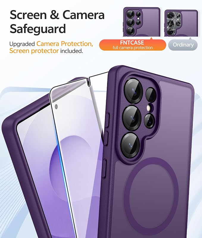 FNTCASE for Samsung Galaxy S26 Ultra Case, Compatible with Magsafe Purple | Screen Protector, Full Camera Protection, Translucent Matte, 14FT Military Grade Drop Proof, Protective Phone Cover
