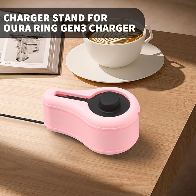 Silicone Charger Protector Cover for Oura Ring Gen3 Charger, Case Compatible with Oura Ring Charger Size 6/7/8/9/10/11/12/13,Charing Dock Station Holder for Oura Ring Gen3 Charger,Not Charger (Pink)