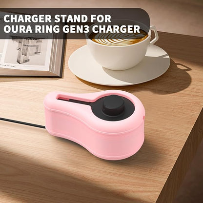 Silicone Charger Protector Cover for Oura Ring Gen3 Charger, Case Compatible with Oura Ring Charger Size 6/7/8/9/10/11/12/13,Charing Dock Station Holder for Oura Ring Gen3 Charger,Not Charger (Pink)