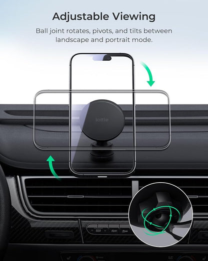 iOttie iTap 3 Magnetic Flush Mount Car Mount Phone Holder with Magnetic Ring Adapter. Compatible with iPhone, Samsung Galaxy, Google Pixel, Huawei, LG, and All Qi Compatible Smartphones