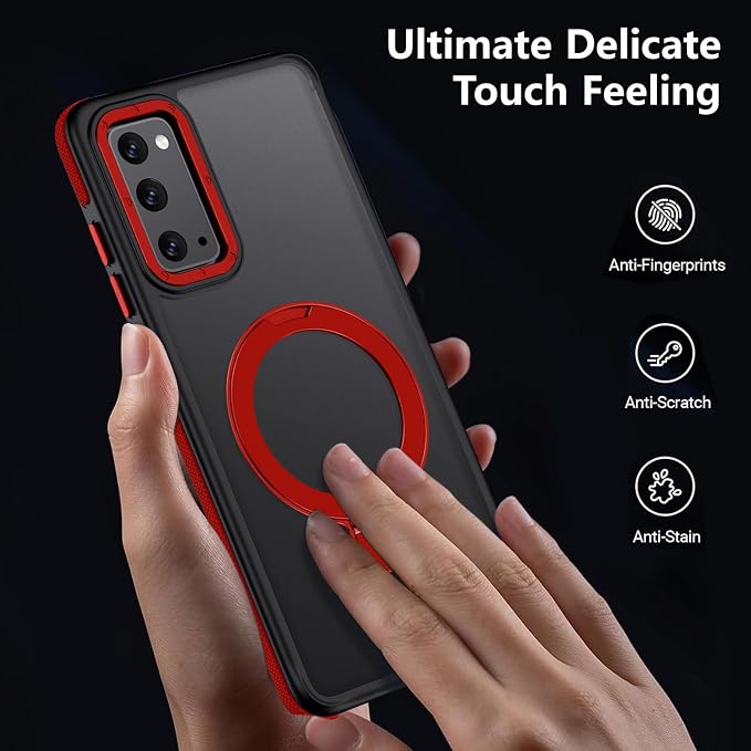 for Samsung Galaxy S20 FE Case, Magnetic Adjustable Ring Stand [Fit for Magsafe], [Military-Grade Shockproof Protection] Phone Case with Kickstand&Ring Holder (Red)