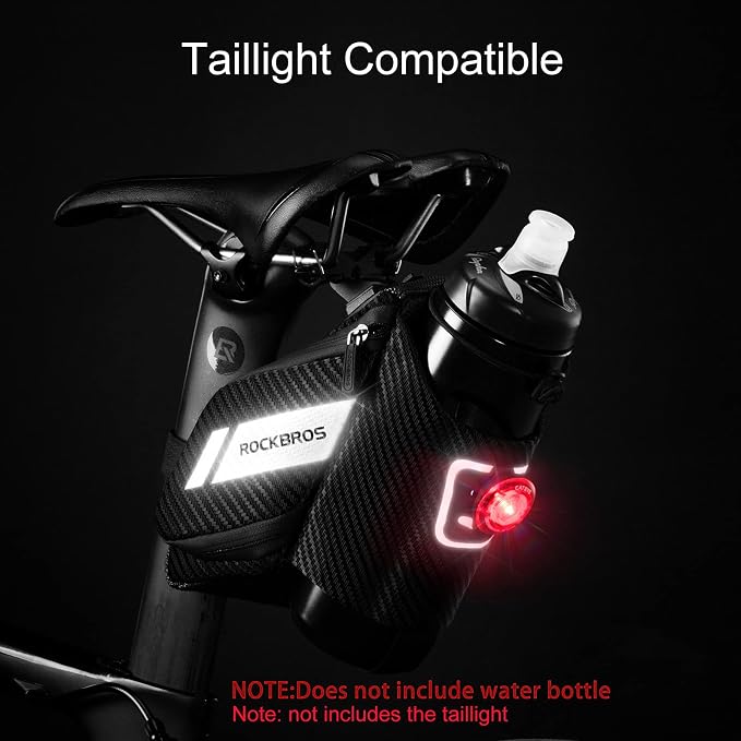 ROCKBROS Bike Saddle Bag Bike Seat Bag with Water Bottle Holder Bicycle Bag Under Seat Waterproof for Road Bike