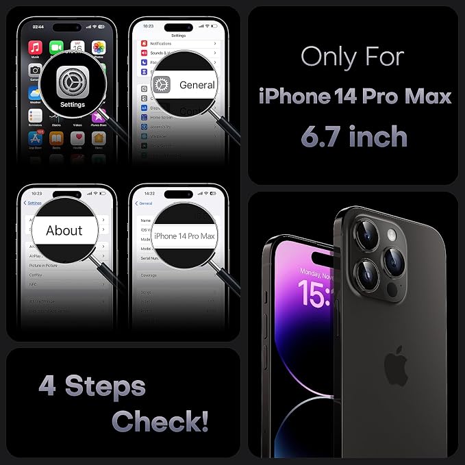 TOCOL for iPhone 14 Pro Max Case, Compatible with Magsafe, Drop Protection, Upgraded Full Camera Protection, Translucent Magnetic Matte Phone Case for iPhone 14 Pro Max 6.7 inch (Black)