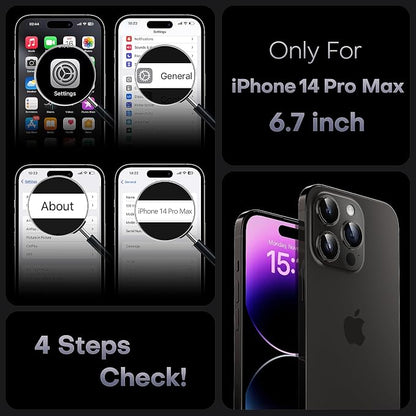 TOCOL for iPhone 14 Pro Max Case, Compatible with Magsafe, Drop Protection, Upgraded Full Camera Protection, Translucent Magnetic Matte Phone Case for iPhone 14 Pro Max 6.7 inch (Black)