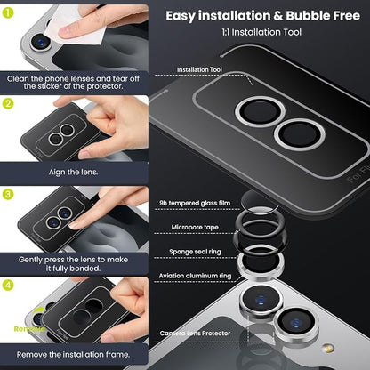 WSKEN for Z Flip 7 Camera Lens Protector Case Cover - Ultra HD Anti-Reflective Tempered Metal Glass Anti Scratch Rear Camera Screen Protector Film for Samsung Galaxy Z Flip 7 5G Accessories,Silver