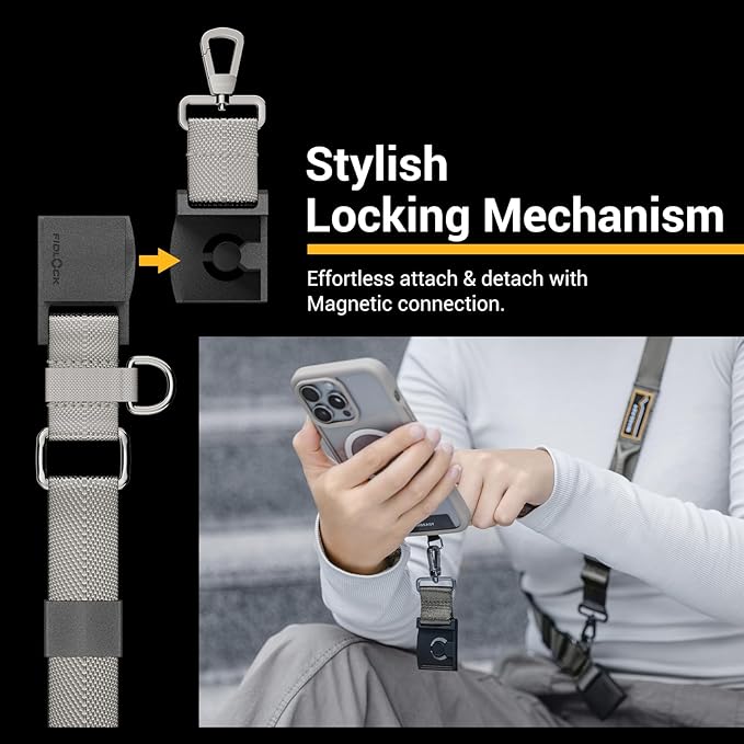 MAGEASY Universal Cell Phone Lanyard - Crossbody Phone Strap for iPhone 17 Pro Max & Most Smartphones, Magnetic Quick-lock System, for Men & Women | Utility (Starlight)