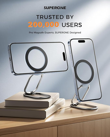 【2025 Upgraded】 Mag Safe Phone Ring Holder, SUPERONE Adjustable Magnetic Kickstand & Removable Phone Grip Compatible with Wireless Charging Only for iPhone 17 & 16 & 15 & 14 & 13 Series - Sierra Blue