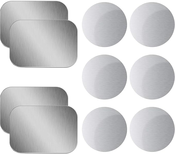 OWLKELA Mount Metal Plate for Phone Magnet Car Mount Holder Cradle with Adhesive, Universal Replacement Sticker Compatible with Magnetic Mounts - 10 Pack Silver (4 Rectangle and 6 Round)