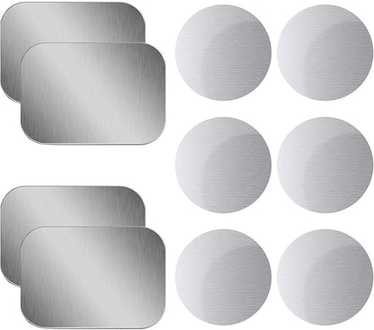 OWLKELA Mount Metal Plate for Phone Magnet Car Mount Holder Cradle with Adhesive, Universal Replacement Sticker Compatible with Magnetic Mounts - 10 Pack Silver (4 Rectangle and 6 Round)