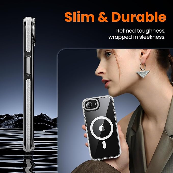 3 in 1 for iPhone 16E/17E Case Clear, Yellowing-Resistant Acrylic Back, Shockproof Guard Corners, Military-Grade Protection for iPhone 16e & 17e 6.1 inch Clear Bumper