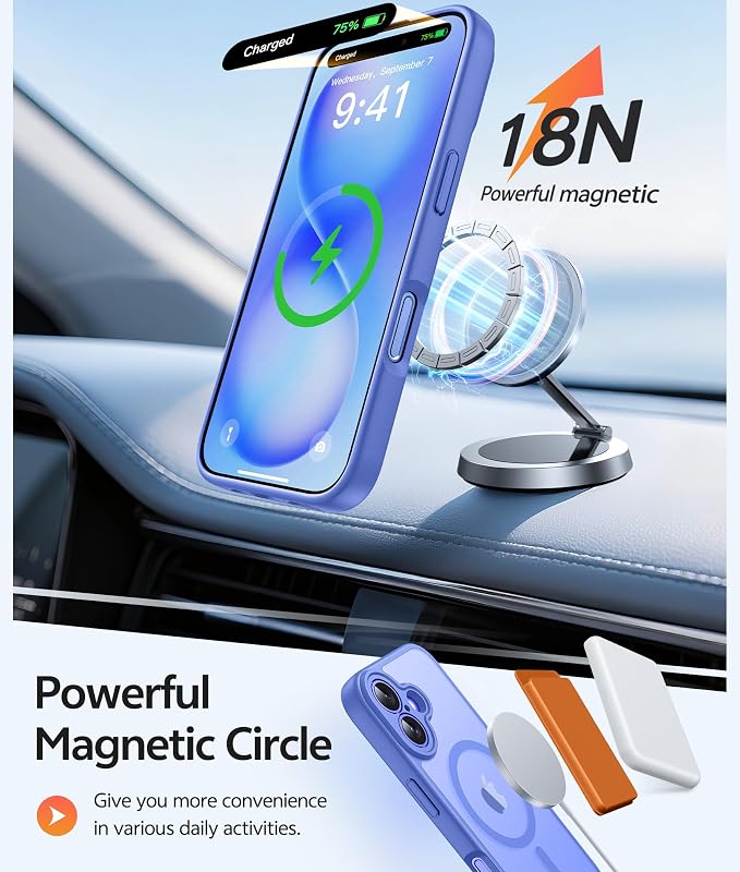 FNTCASE for iPhone 16 Plus Case: [Compatible with Magsafe] Integrated Silicone Phone Cases with [Full Camera Protection] [Screen Protector] Military Grade Shockproof Protective Cover - Ultramarine