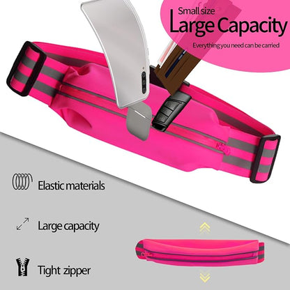 Running Belt Running Phone Belt for Women and Men Phone Holder Runners Pouch Waist Reflective Runners Money Belts Exercise Waist Workout Jogging Running Gear Accessories (Pink）
