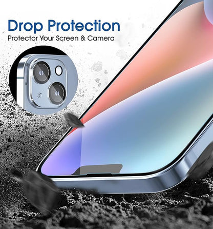 amFilm Tempered Glass Screen Protector + Camera Lens Protector for iPhone 14 6.1, Easy OneTouch Installation, Auto-alignment, Bubble Free Case Friendly, Anti-Scratch (Pack of 2)