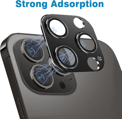 for iPhone 13 Pro and iPhone 13 Pro Max Camera Lens Protector, Anti-Scratch Tempered Glass Camera Screen Protector Shockproof Full Protective Camera Cover Case Friendly Lens Cover-Black