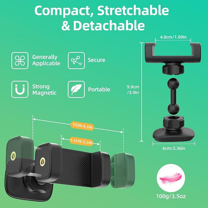 SEVENKA Gym Magnetic Phone Holder Compatible with iPhone, Samsung, Google Pixel, All Phone & Case, Portable Stretchable Magnetic Phone Mount, 360° Rotation Universal Phone Stand & Metal Pad