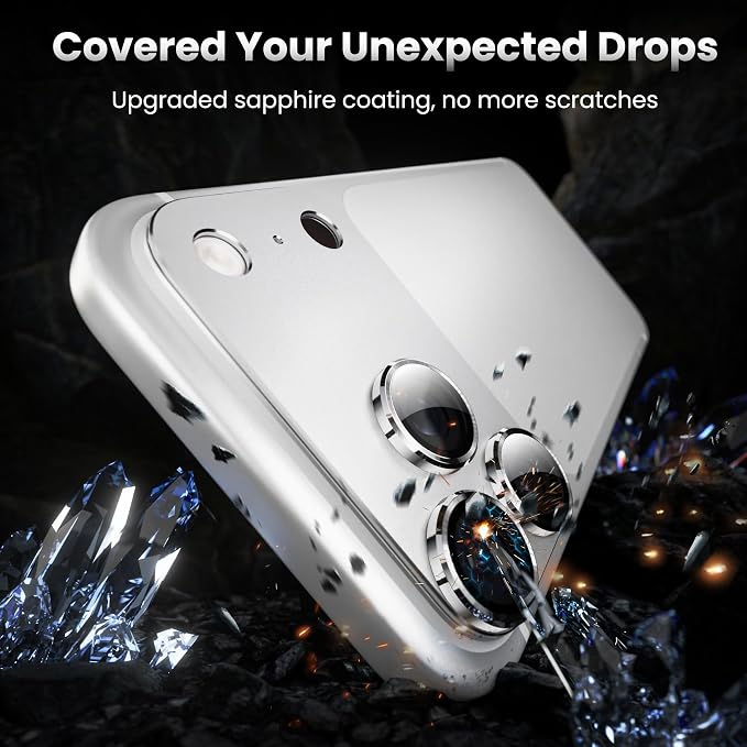 YWXTW Designed for iPhone 17 Pro Camera Lens Protector, [1:1 Perfect Fit] Full Coverage Matte Metal Tempered Glass Camera Screen Cover Accessories, Case Friendly (Silver, iPhone 17 Pro)