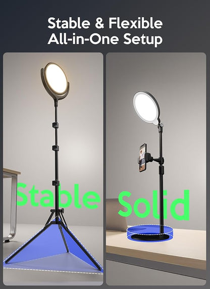 Ring Light for Online Teaching Video 2700-6500K Home Office Studio Light - Desktop & Phone Tripod Stand - High CRI 2-Point Lighting for Video Recording/Photography/Flexible Work
