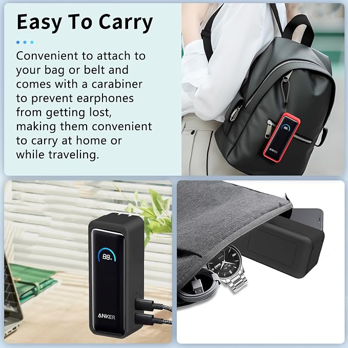 NOUKAJU Case for Anker Prime Power Bank 9600mAh 65W Output, Silicone Protective Cover,Drop-Proof,Scratch-Proof,Shock-Proof,Protective Case for Anker Prime Power Bank 9600mAh(Black)