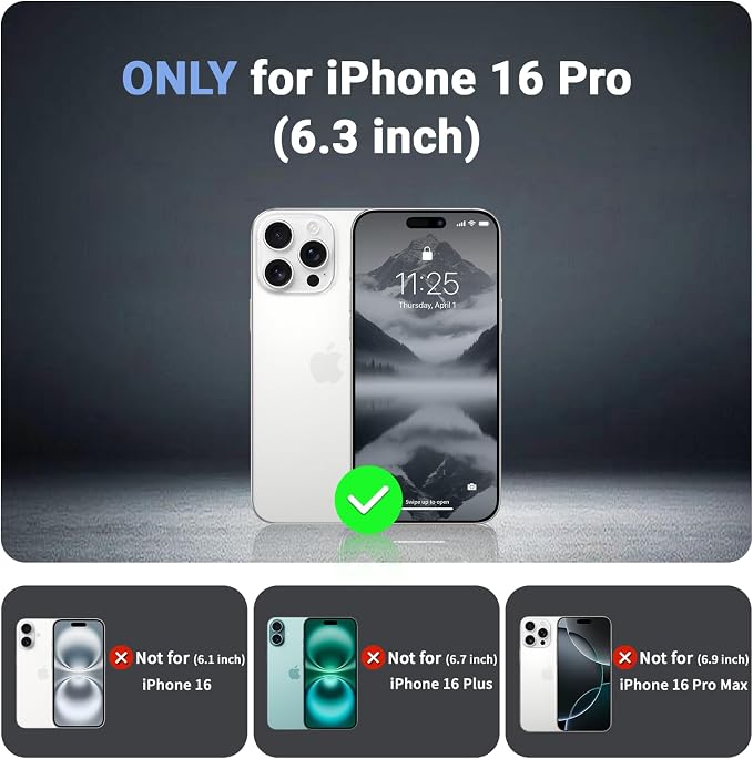 jaroco Magnetic for iPhone 16 Pro Case, [Compatible with MagSafe][Military Grade Drop Protection][Heavy Duty Protection][Non-Slip][Shockproof] 2-Layer Durable Bumper Phone Case 6.3''-Gray