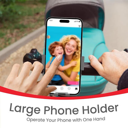 Baby Stroller Phone Holder, Shopping Cart, Golf Cart, Push Cart, Bike Phone Mount, for Motorcycle, Scooter, ATV, Boat, Spin Bike, Treadmill, Handlebar- Universal, Cell Phone Clamp (Grey)
