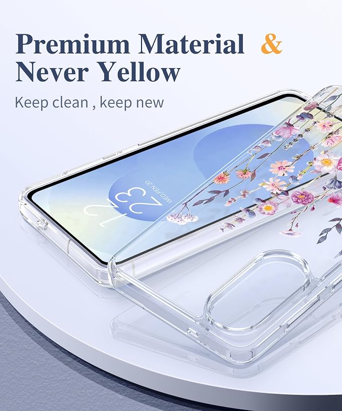 GVIEWIN for Samsung Galaxy S25 Edge Case, Clear Floral Shockproof Protective Women Phone Case, Non-Yellowing, Screen&Camera Lens Protector for Galaxy S25 Edge 6.7",Floratopia/Colorful