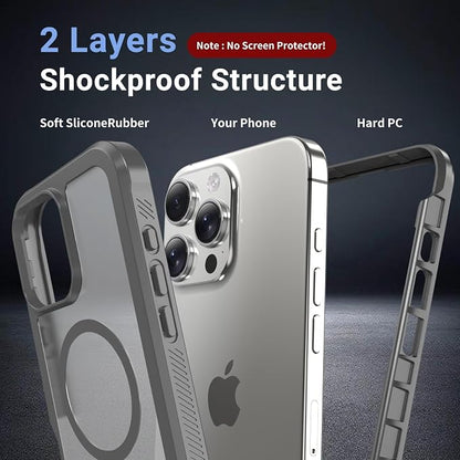 jaroco Magnetic for iPhone 16 Pro Case, [Compatible with MagSafe][Military Grade Drop Protection][Heavy Duty Protection][Non-Slip][Shockproof] 2-Layer Durable Bumper Phone Case 6.3''-Gray