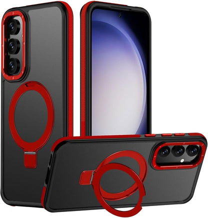 for Samsung Galaxy S23 FE Case, Magnetic Adjustable Ring Stand [Fit for Magsafe], [Military-Grade Shockproof Protection] Phone Case with Kickstand&Ring Holder (Red) 1