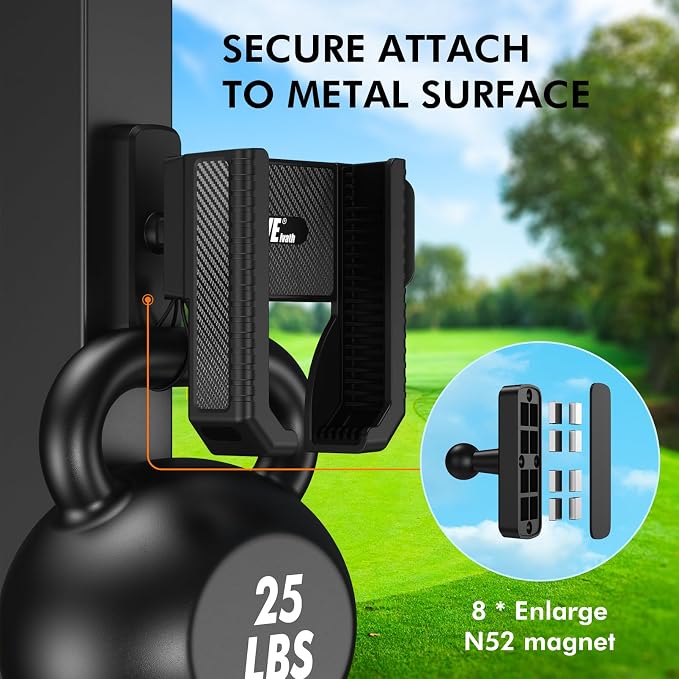 Magnetic Golf Cart Phone Holder, Rotatable Phone Mount Holder Compatible with iPhone/Galaxy/Smartphones, Golf Cart Accessories for EZGO Club Car Yamaha,Gift for Men Women