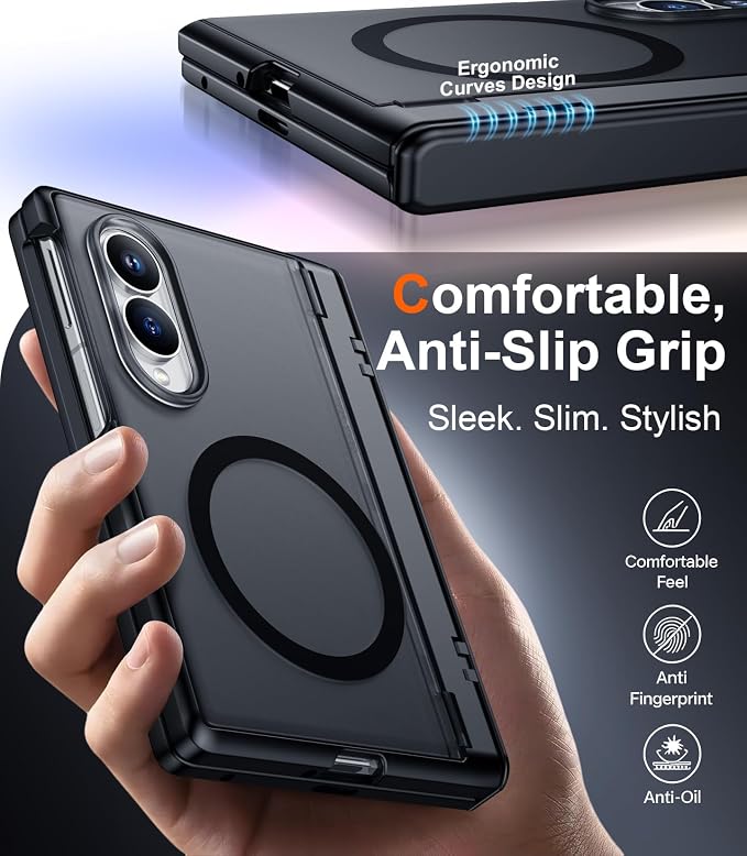 SPIDERCASE Magnetic for Samsung Galaxy Z Fold 8 Case, [Built-in Stable Kickstand] [Rugged Hinge Protection] Military Grade Heavy Duty Drop Protection for Z Fold 8 Durable Cover, Black