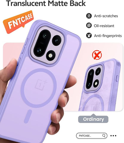 FNTCASE for Oneplus 15 Case: Magnetic Matte Translucent Frosted Slim Shockproof Cell Phone Cover | Durable Screen Protector | Military Grade Protection Drop Proof Protective Cases, 6.78 inches