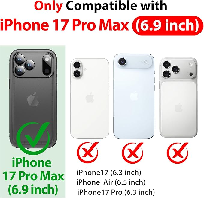 SPORTLINK for Waterproof iPhone 17 Pro Max Case - Built in Screen Protector 360 Full Body Rugged Dustproof/Shockproof/Heavy Duty Military Dropproof Protective for iPhone 17 Pro Max Case 6.9 Black