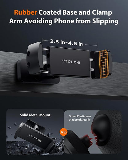 Stouchi Gym Magnetic Phone Holder, 360° Adjustable [N55 Dual Magnet] Phone Mount Gym Accessories for Women/Men, All Metal Portable Workout Essentials Compatible with 4.7-6.5" Smartphones, Black