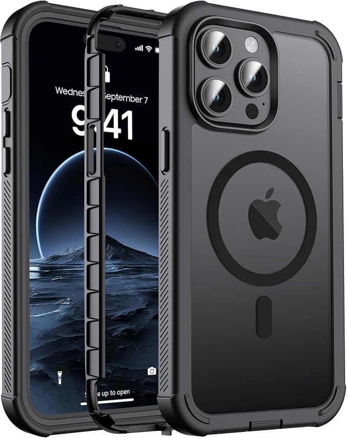 jaroco Magnetic for iPhone 14 Pro Case, [Compatible with MagSafe][Military Grade Drop Protection][Heavy Duty Protection][Non-Slip][Shockproof] 2-Layer Durable Bumper Phone Case 6.1''-Black