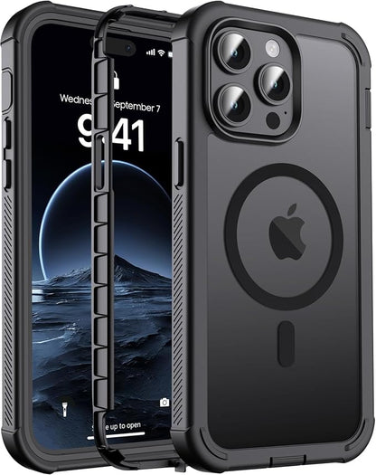 jaroco Magnetic for iPhone 14 Pro Case, [Compatible with MagSafe][Military Grade Drop Protection][Heavy Duty Protection][Non-Slip][Shockproof] 2-Layer Durable Bumper Phone Case 6.1''-Black